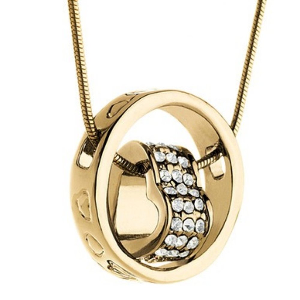Heart w/ circle Necklace Made with Swarovski Crystals- 14 kt Gold Overlay